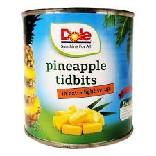 DOLE PINEAPPLE TIDBITS IN EXTRA LIGHT SYRUP 432GM