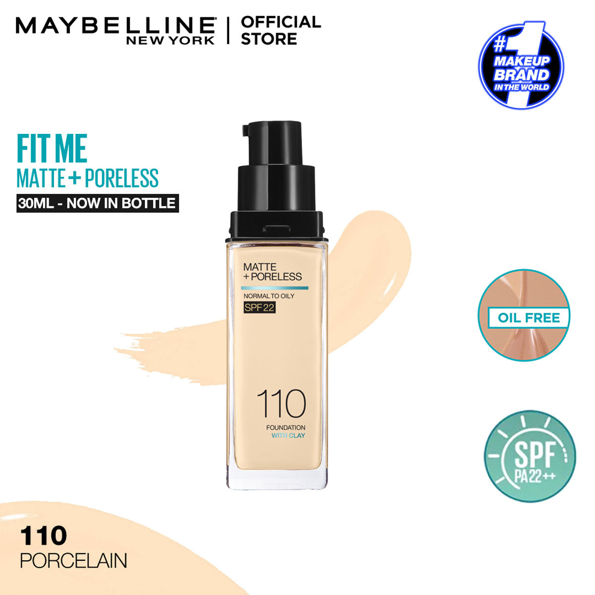 FIT ME MATTE + PORELESS LIQUID FOUNDATION-110 PORCELAIN 30ML