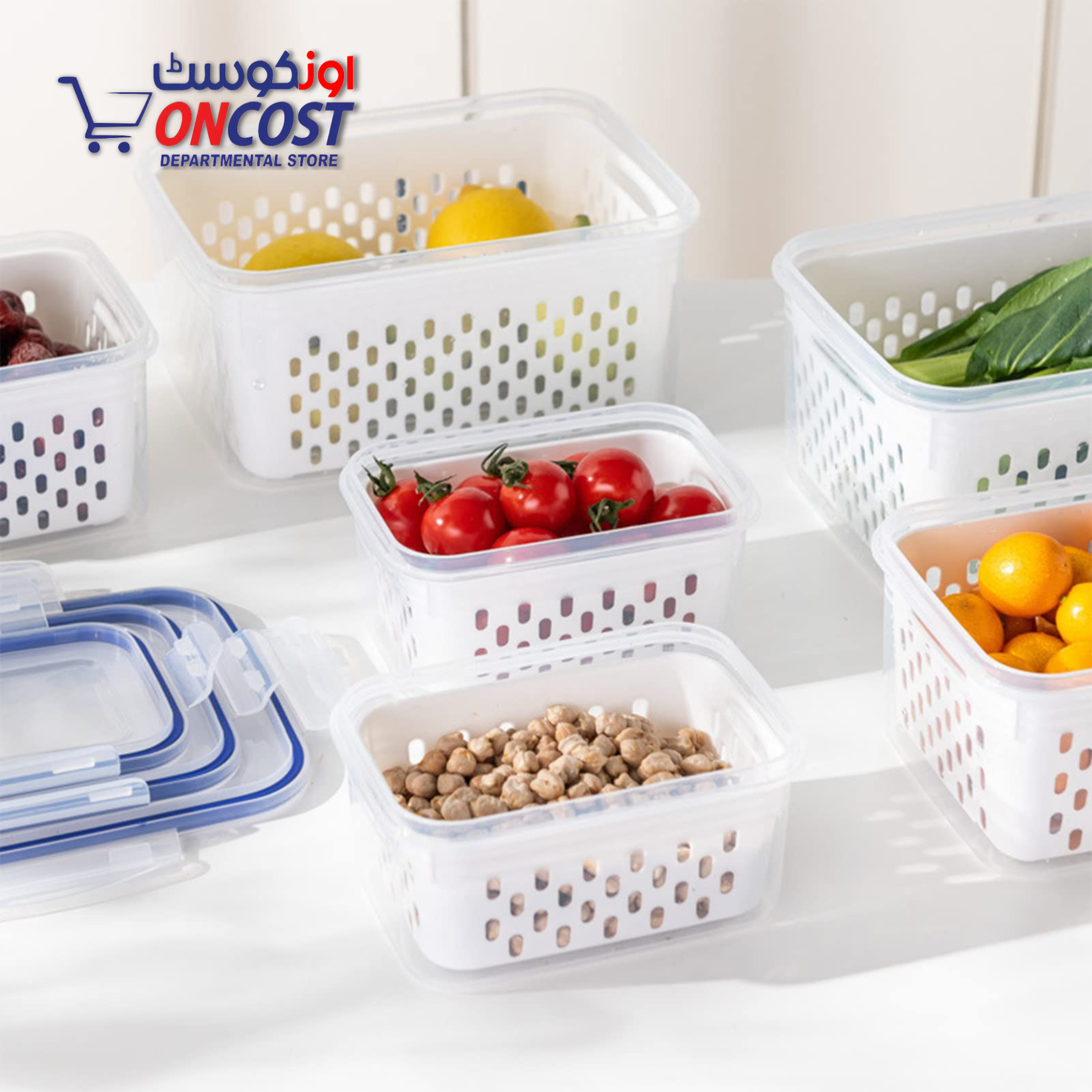 SEALED DRAINING CRISPER TRANSPARENT 3PCS SET