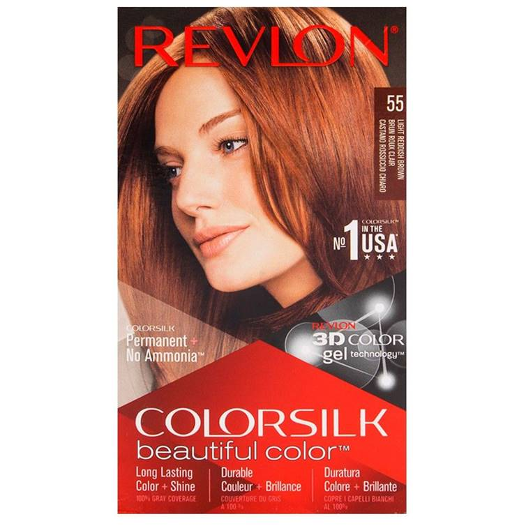 REVLON HAIR COLORSILK LIGHT REDDISH BROWN 55