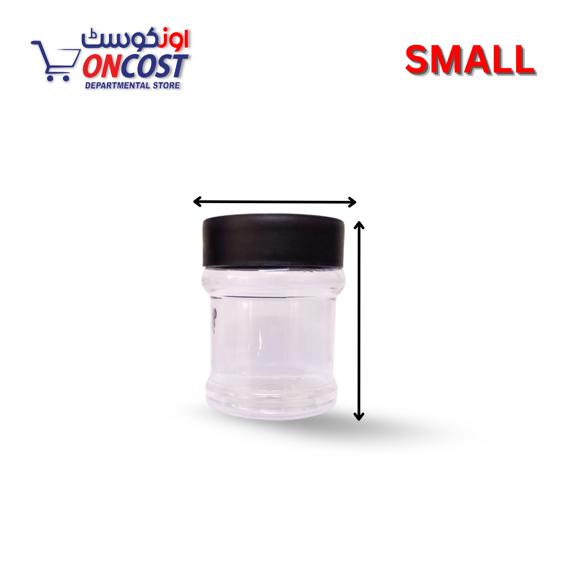 FOOD CONTAINER PLASTIC JAR WITH BLACK CAP