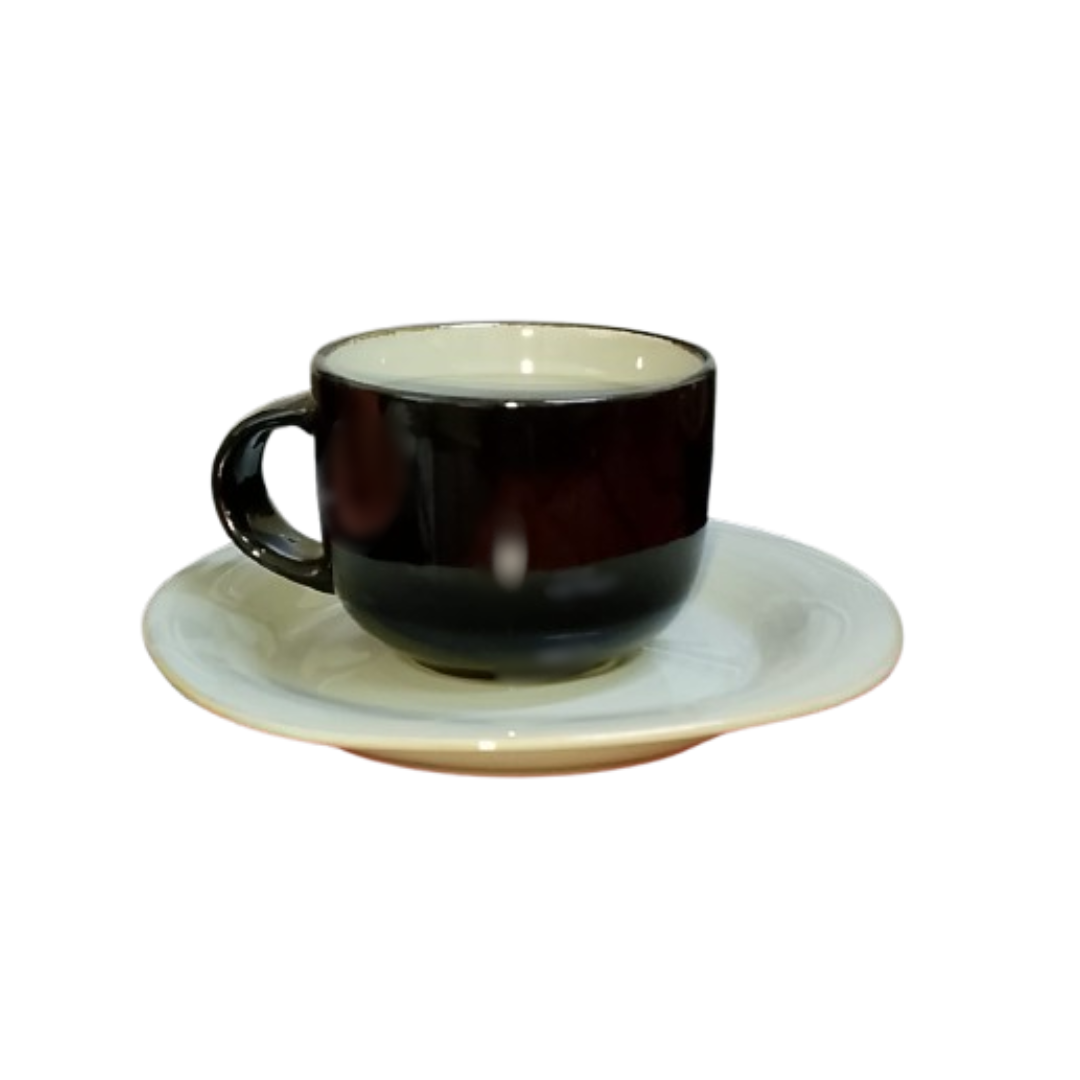 CERAMIC CUPS WITH SAUCERS 6 PCS SET