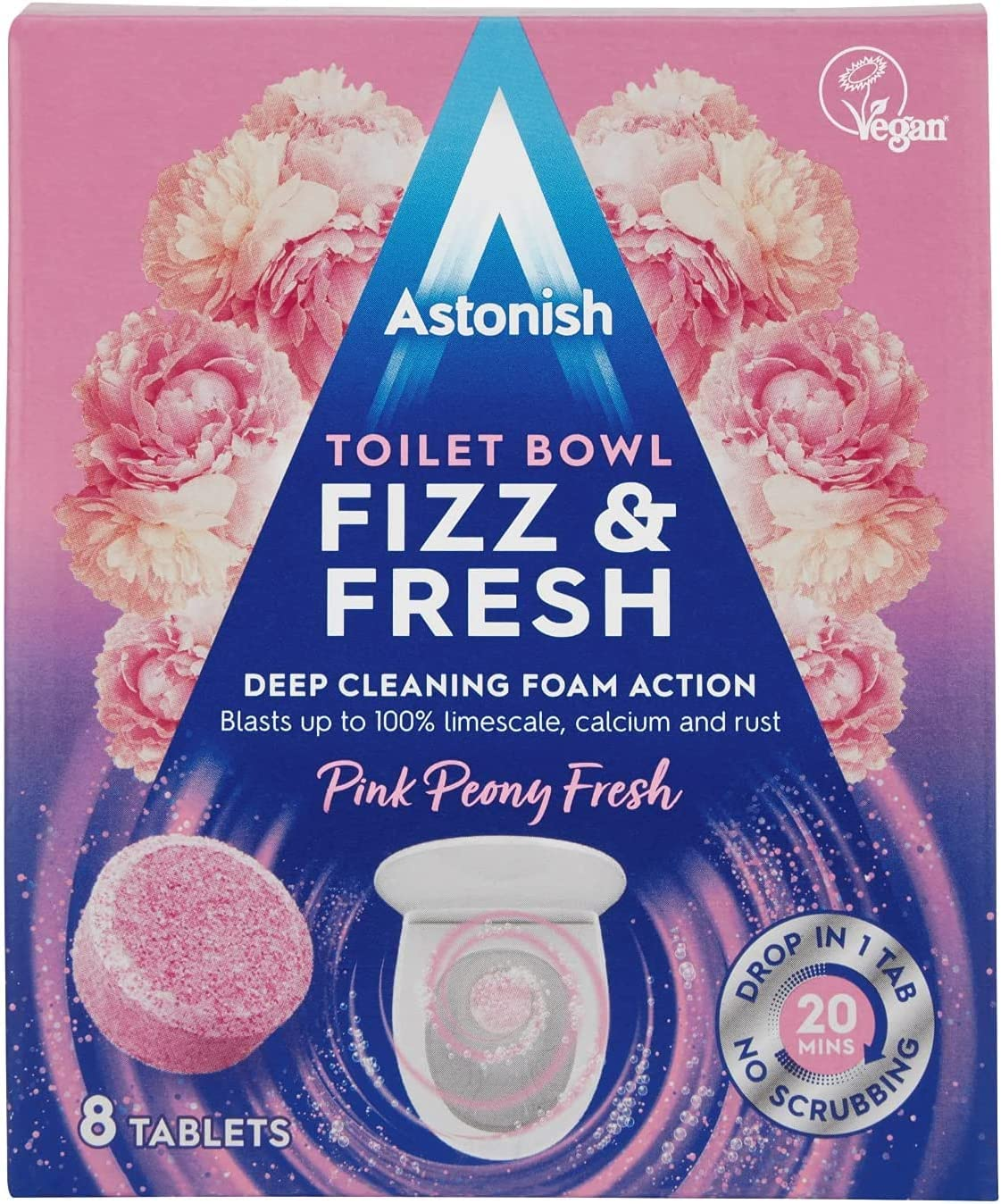 ASTONISH FIZZ & FRESH  PIN PEONY TOILET BOWL 8TAB