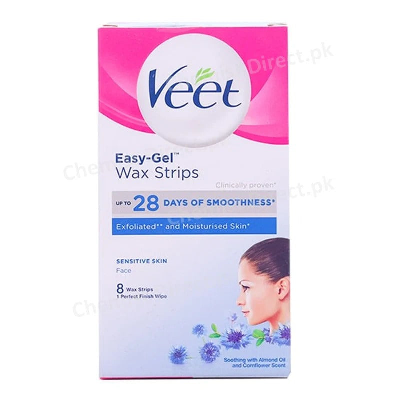 VEET EASY-GEL FACE WAX STRIP 8PCS SENSETIVE SKIN