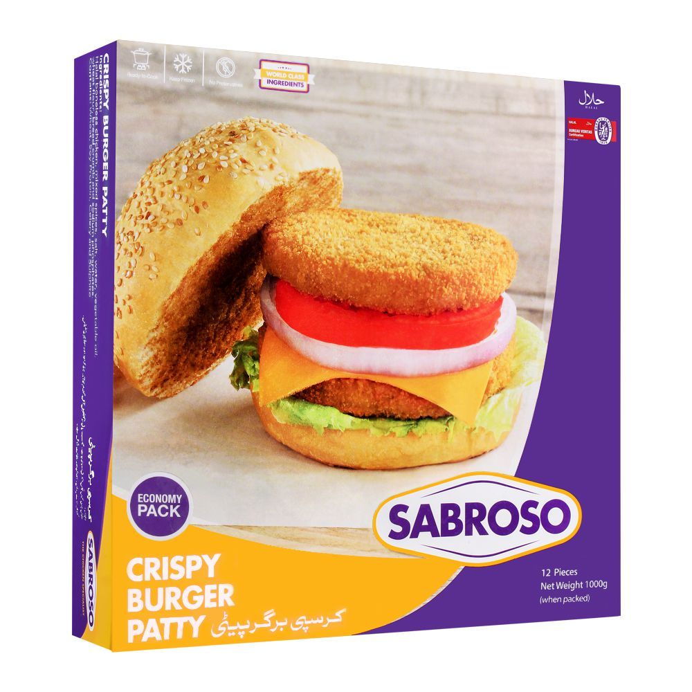 SABROSO CRISPY BURGER PATTY NET WEIGHT 1000G 12 PCS