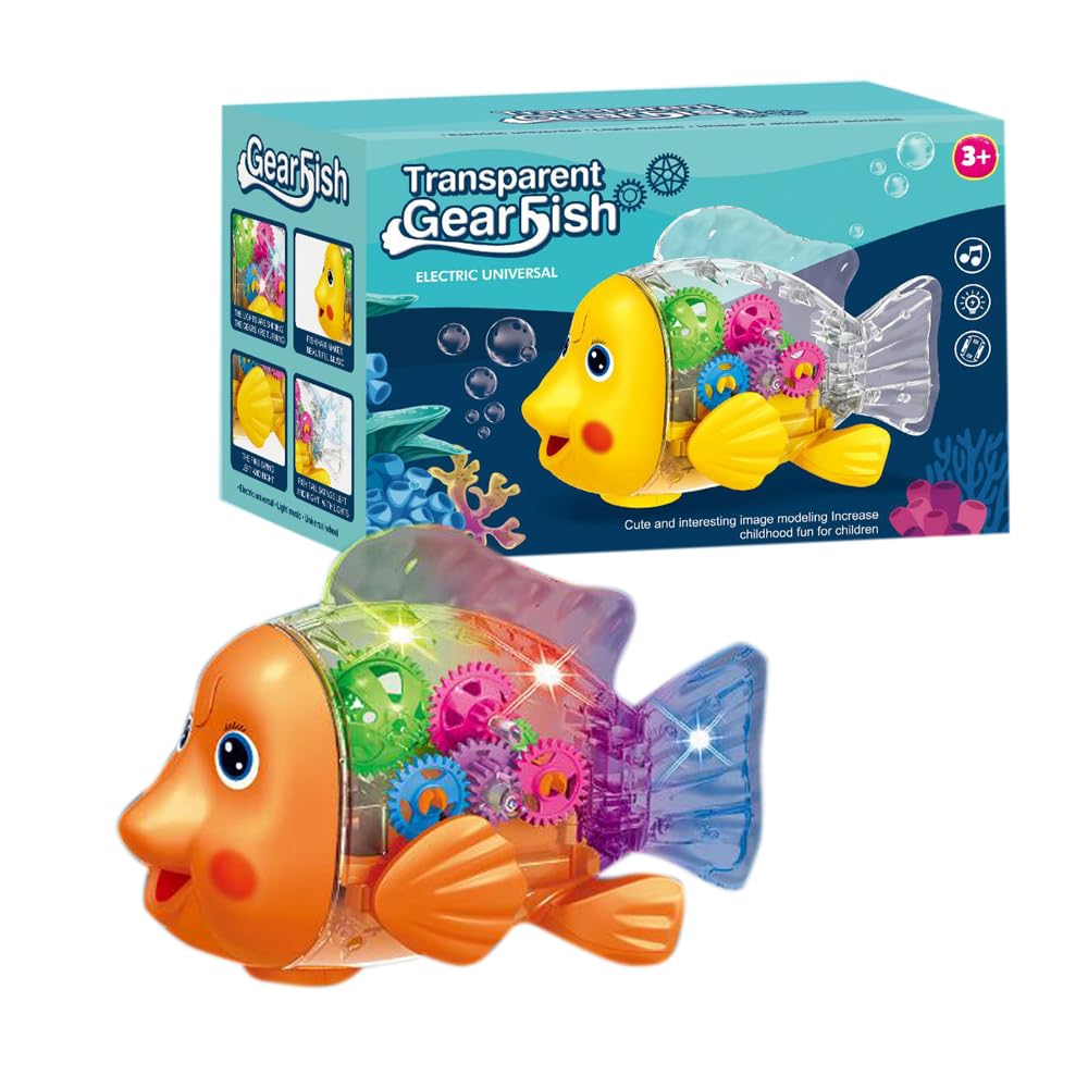 TRANSPARENT GEARFISH MUSICAL TOY QF05-4