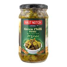 HAUT NOTCH GREEN CHILLI PICKLE GLASS JAR 325GM