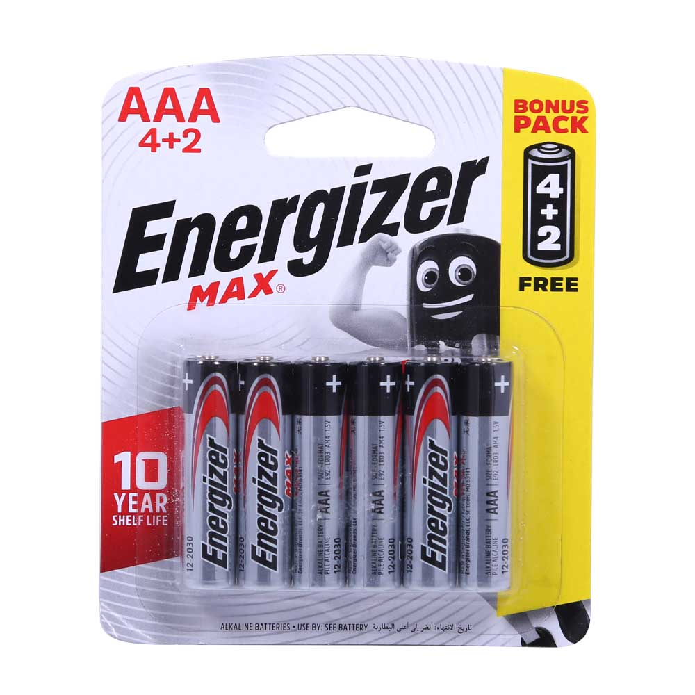 ENERGIZER MAX BONUS PACK AAA BATTERIES 4+2-PCS