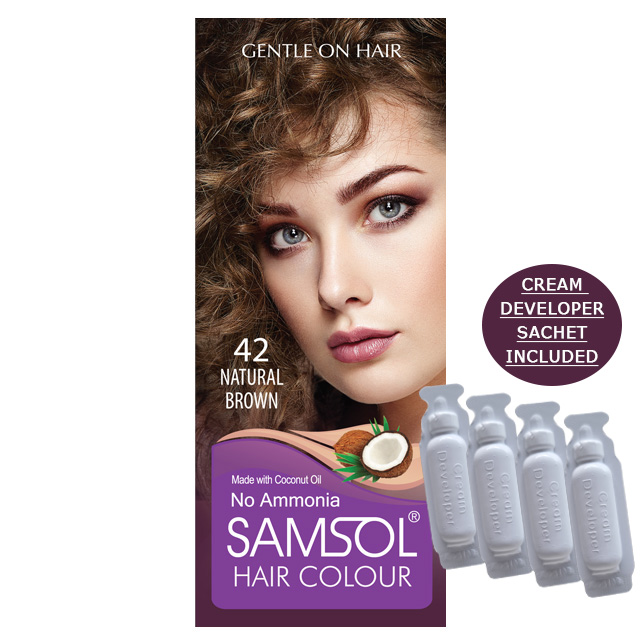 SAMSOL HAIR COLOUR NO 42 NATURAL BROWN ( NO AMMONIA)