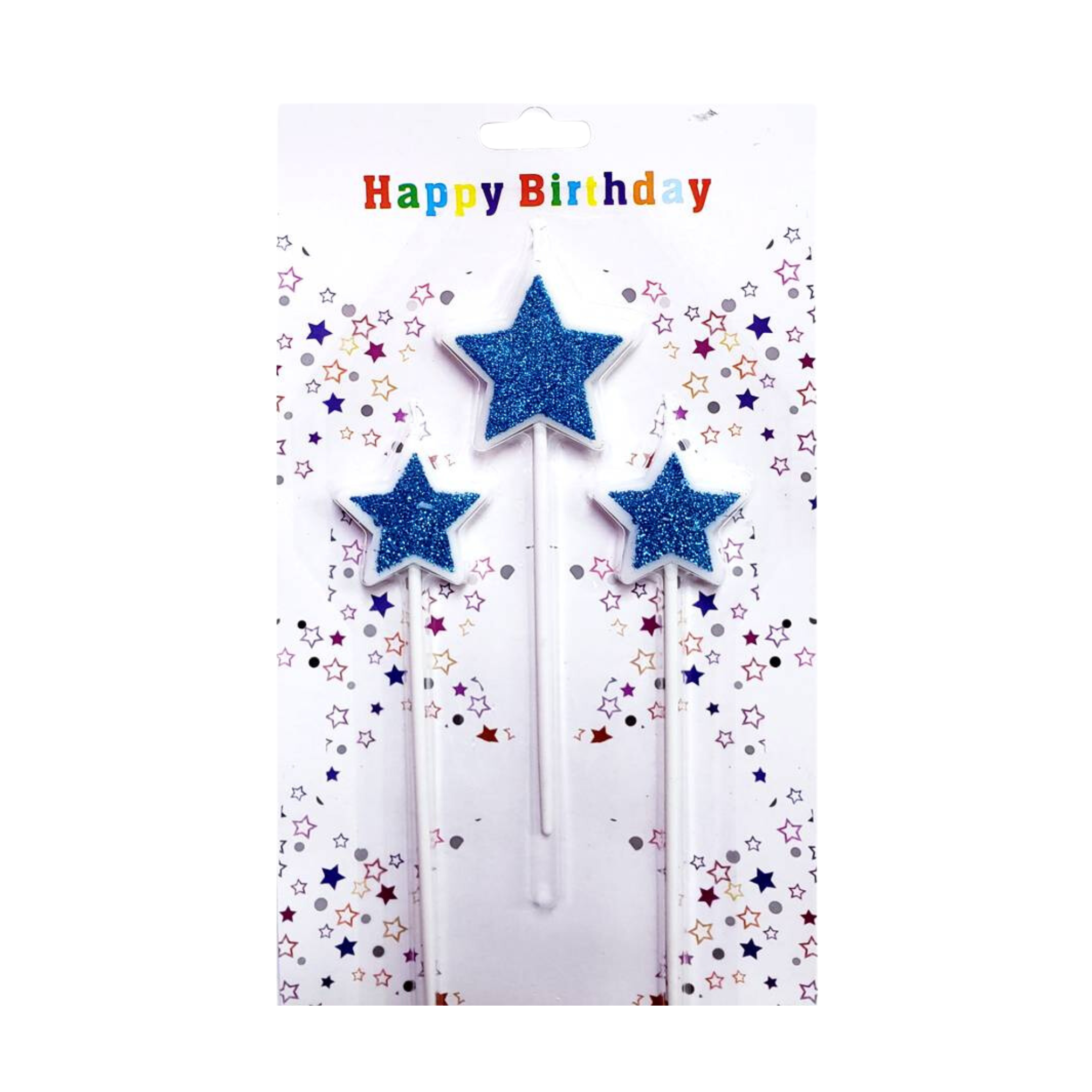 CANDLE STAR SHAPE WITH GLITTER 3PCS