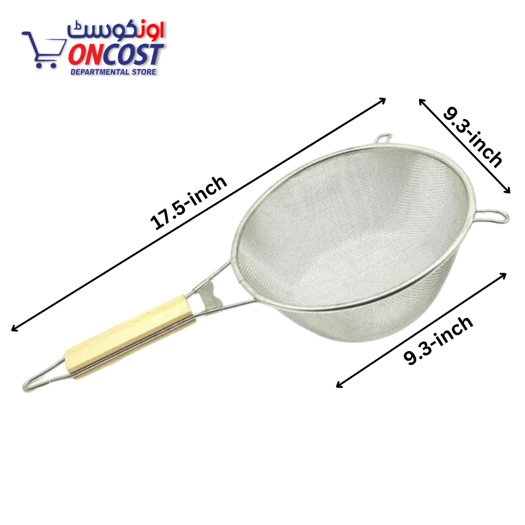 STAINLESS STEEL KITCHEN STRAINER WOODEN HANDLE 24CM