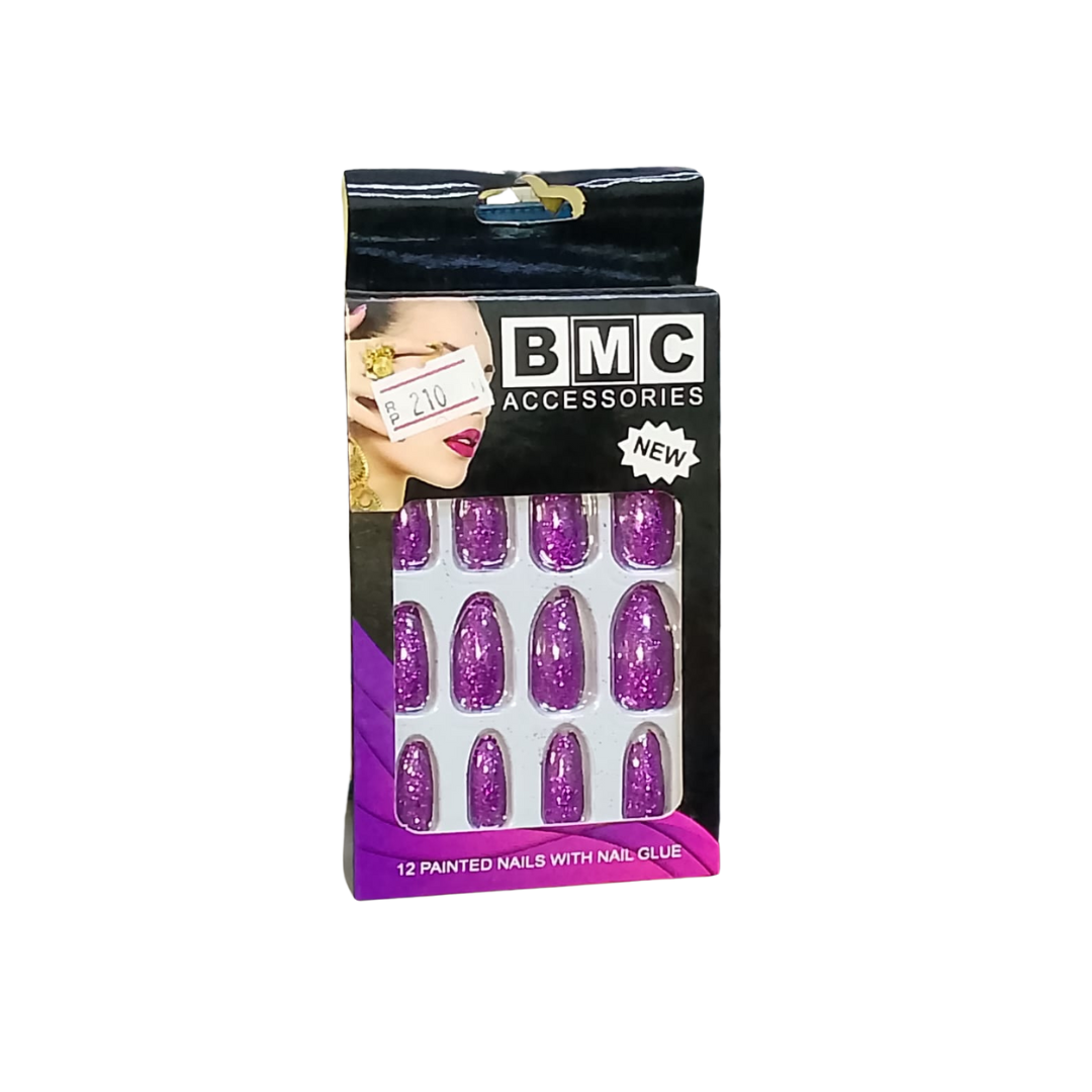 BMC ACCESSORIES 12 GLITTER NAILS WITH GLUE SET