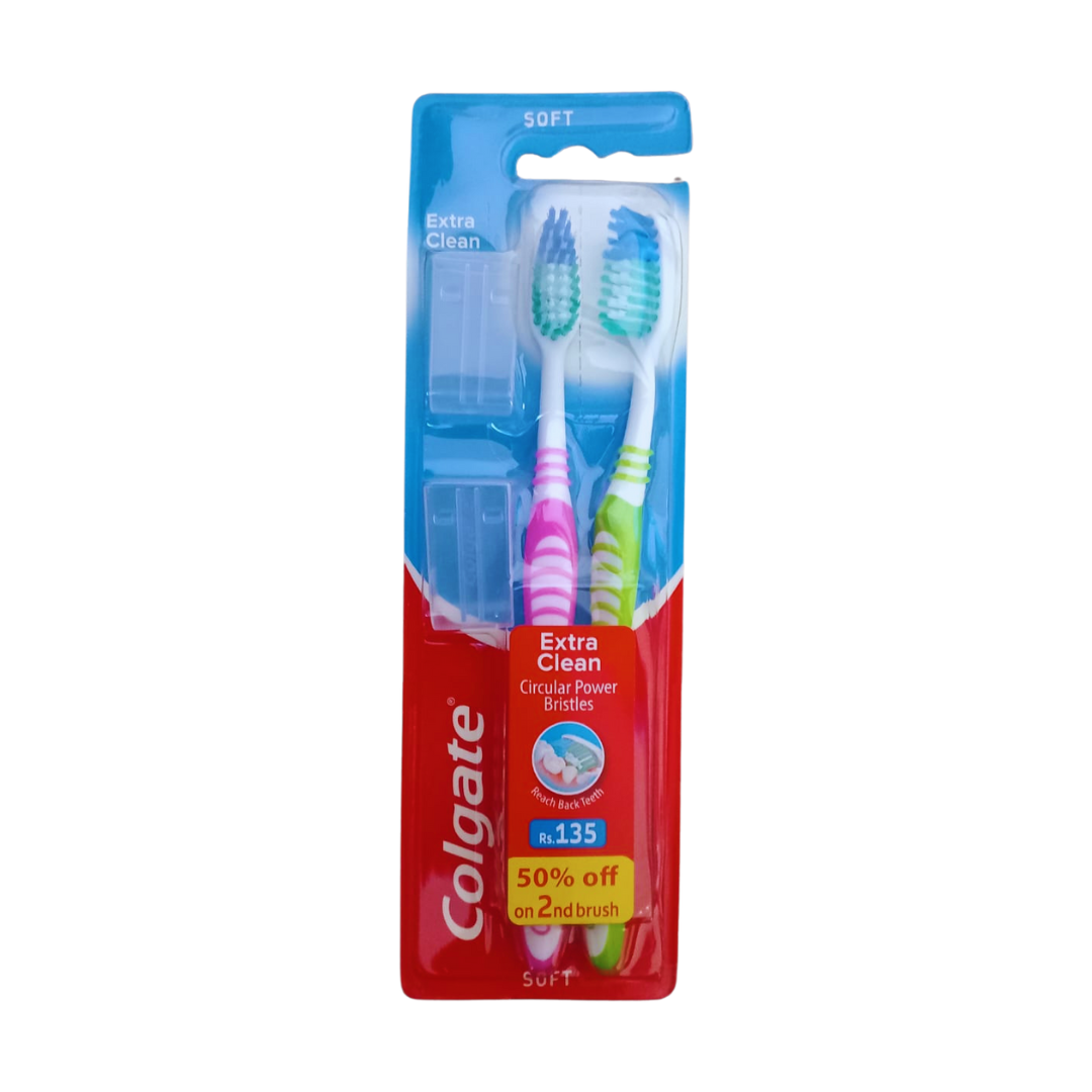 COLGATE TOOTHBRUSH EXTRA CLEAN SOFT 2PCS