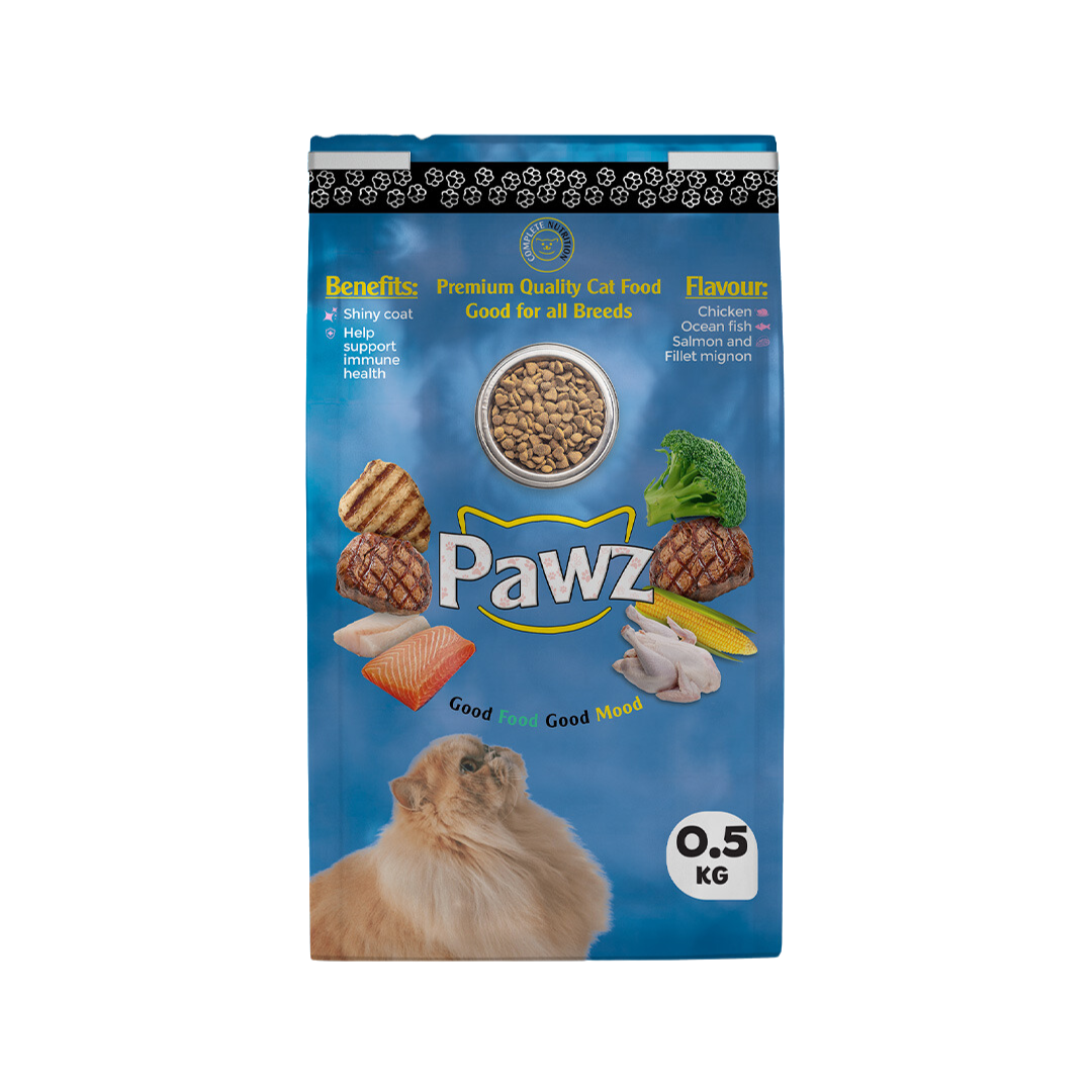 PAWZ PREMIUM QUALITY CAT FOOD CHICKEN & FISH 0.5KG