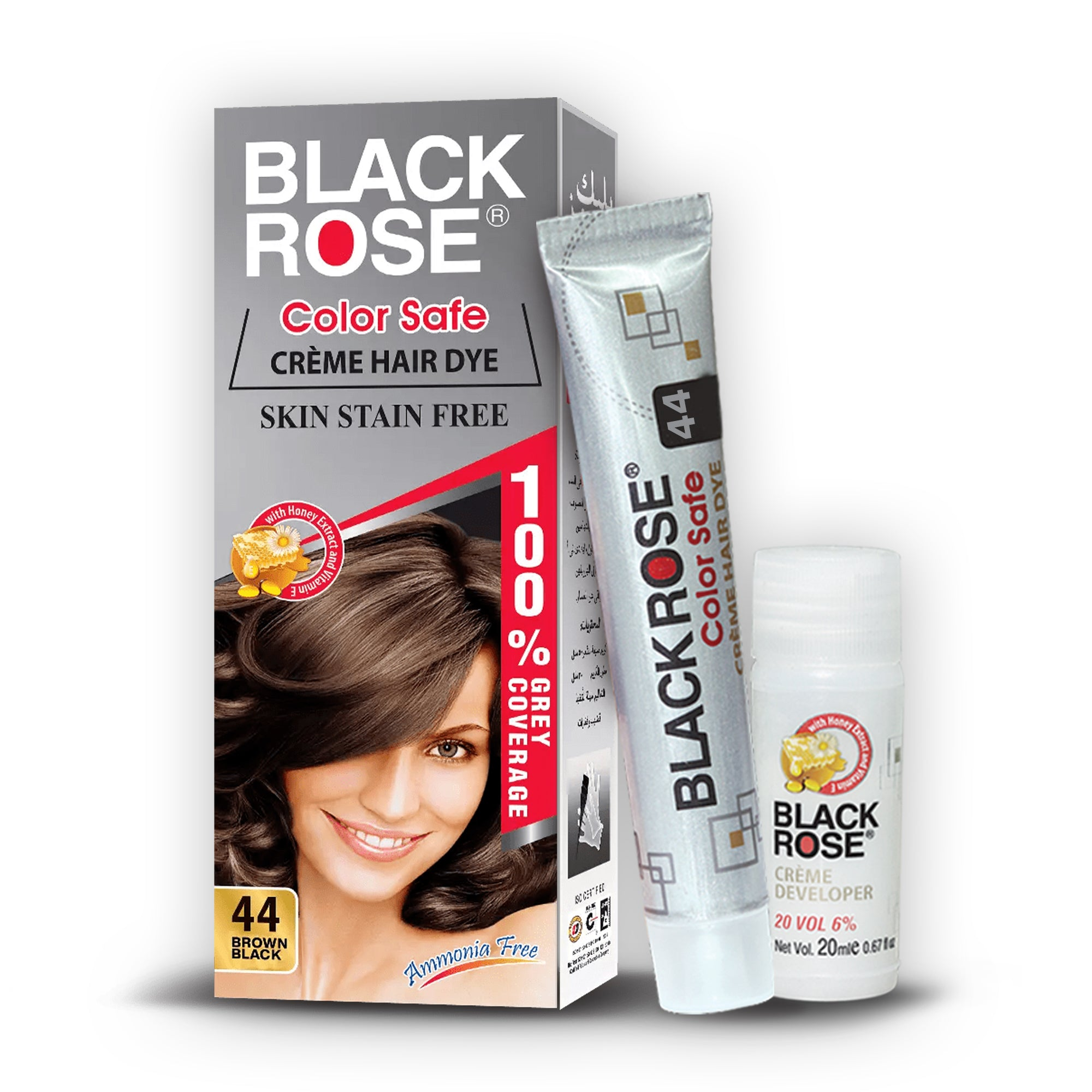 BLACK ROSE COLOR SAFE CREAM HAIR DYE SKIN STAIN FREE BROWN BLACK 44