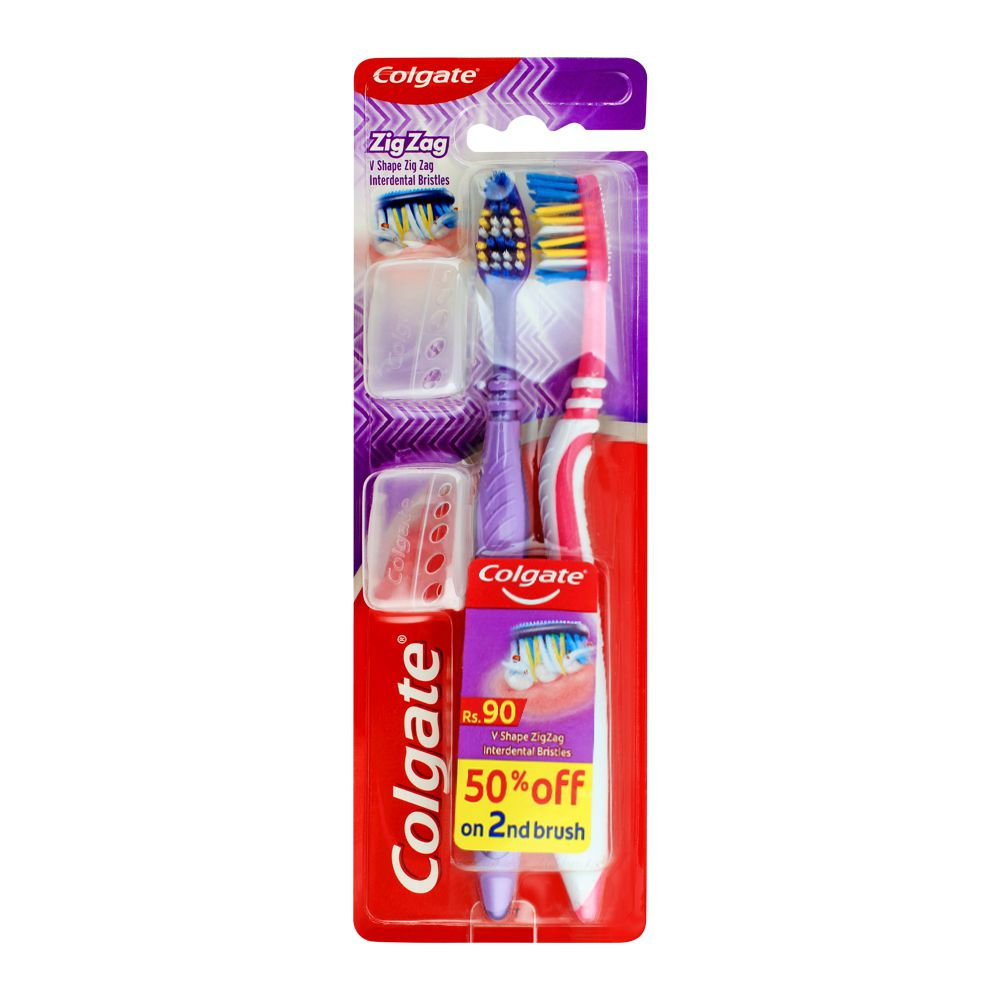 COLGATE TOOTHBRUSH ZIG ZAG MEDIUM 2PCS