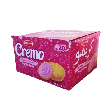 MAYFAIR CREMO STRAWBERRY BISCUIT 40GM 12PCS BOX